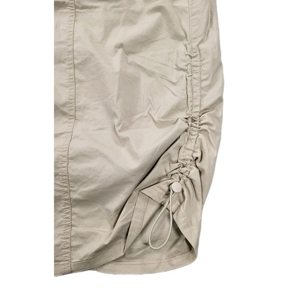Torrid Plus Size 22/24 Beige Poplin Cargo Midi Skirt Ruched Sides NWT - Picture 2 of 9